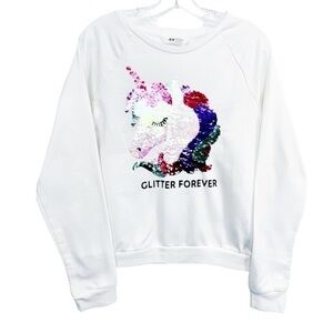 H&M | Girls Soft Reversible Sequin Unicorn Swratshirt